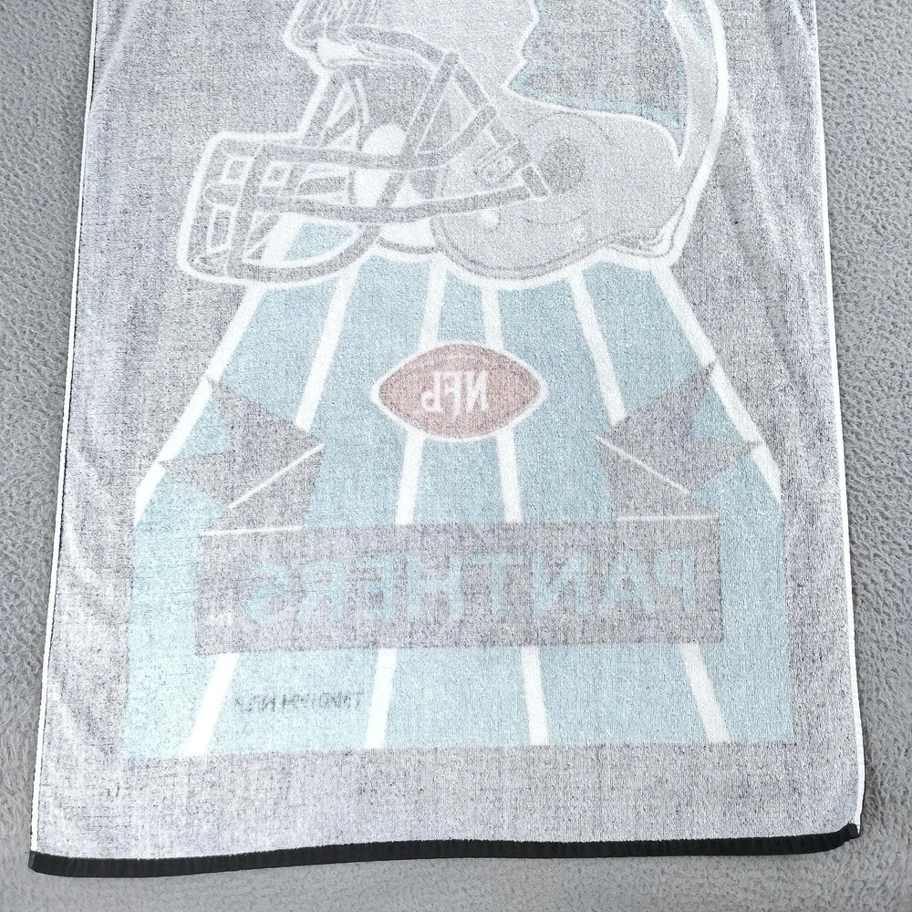 Vintage Carolina Panthers Towel NFL Football Black Blue Cotton 90s Beach Bath